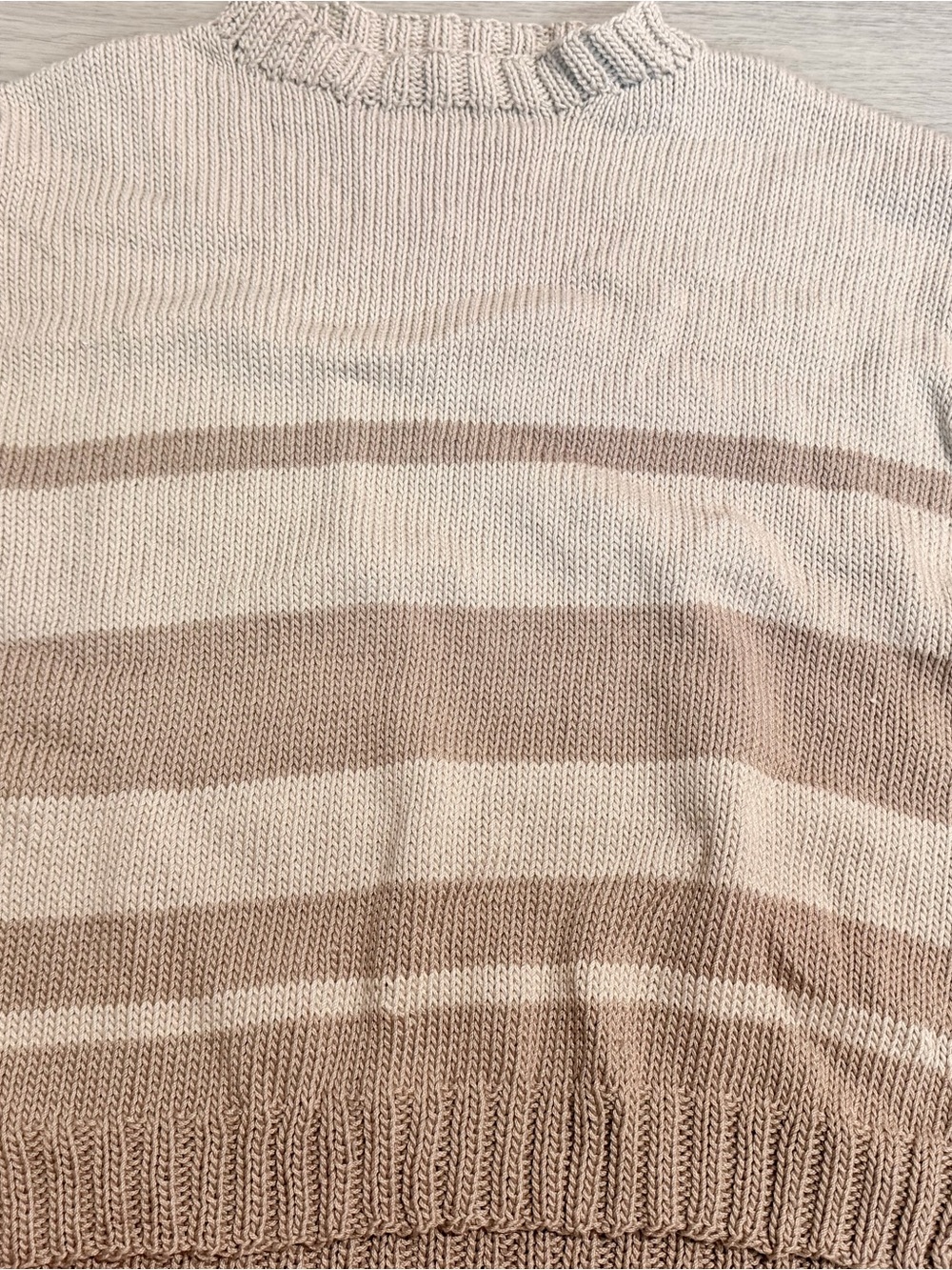 Striped Knit Sweater in Beige and Cream